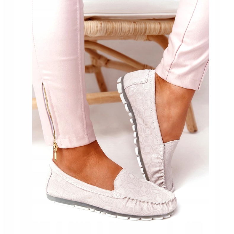 Mocassins ecológicos de couro Rio Flore cinza 3