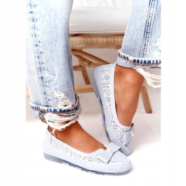 Bailarinas azuis ecológicas de couro Rio Flore azul prata 4