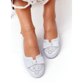 Bailarinas azuis ecológicas de couro Rio Flore azul prata 3