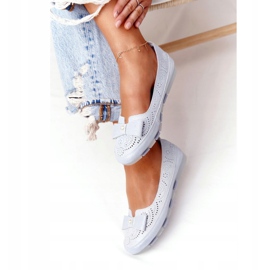 Bailarinas azuis ecológicas de couro Rio Flore azul prata 2