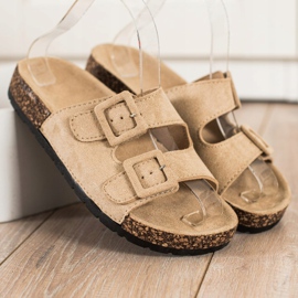 SHELOVET Chinelos confortáveis com fivelas bege 2 SHELOVET Chinelos confortáveis com fivelas bege 2