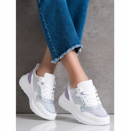 Sweet Shoes Tênis Com Brilho branco roxo 1