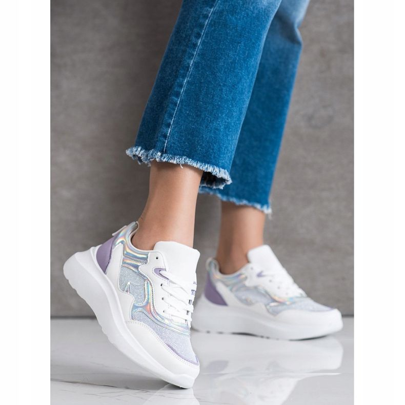 Sweet Shoes Tênis Com Brilho branco roxo 2