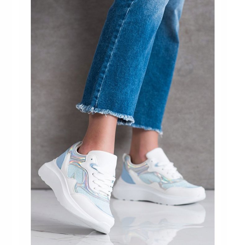 Sweet Shoes Tênis Com Brilho branco azul 1