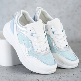 Sweet Shoes Tênis Com Brilho branco azul 2