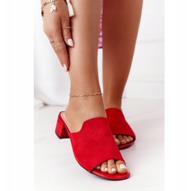 Chinelos de camurça com salto Sergio Leone KL313 vermelho 2