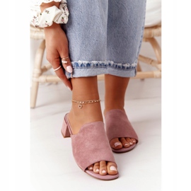 Chinelos de camurça com salto Sergio Leone KL313 rosa 1