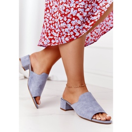 Chinelos de camurça com salto Sergio Leone KL313 azul 1