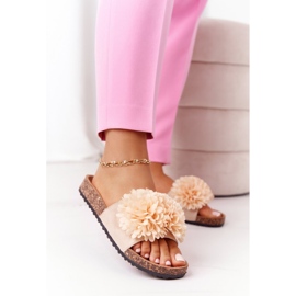 Chinelos de flor bege com sola de cortiça 2 Chinelos de flor bege com sola de cortiça 2