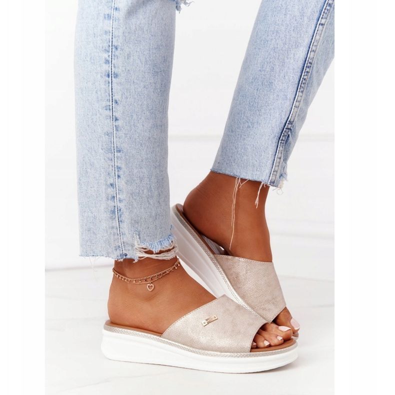 Sandálias em cunha Sergio Leone SK042 Ouro dourado 2