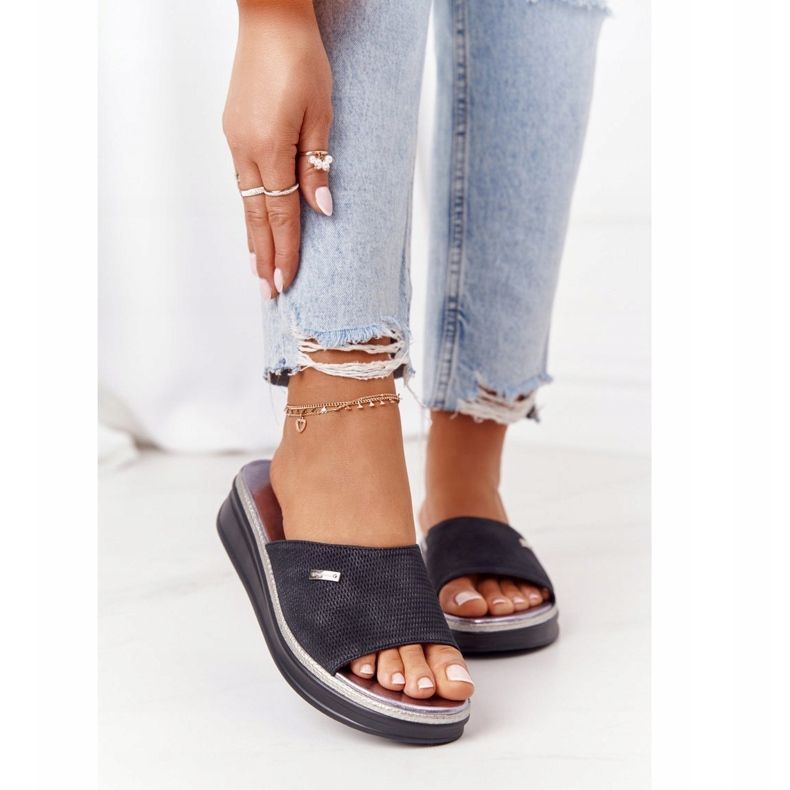 Chinelos pretos em cunha Sergio Leone SK042 1