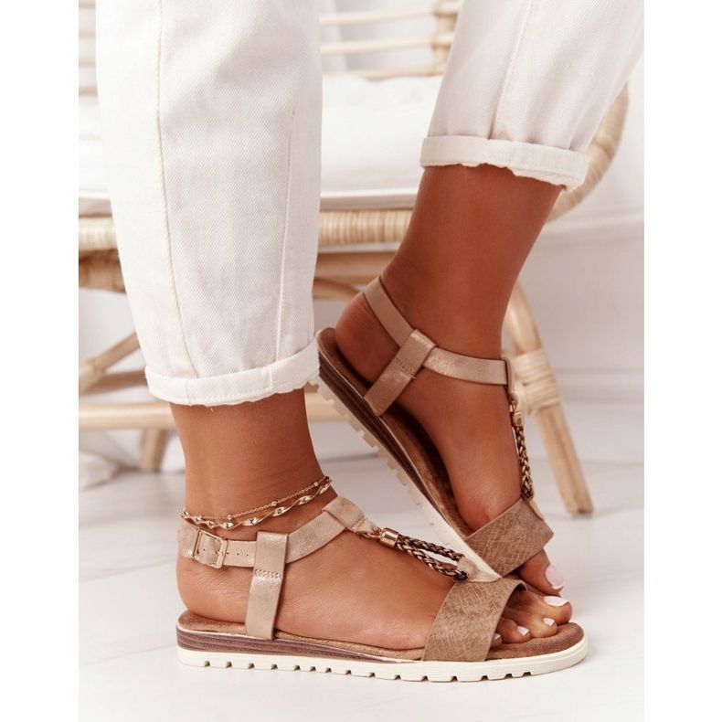 PE1 Sandálias rasas de cobre salgueiro para mulheres 1