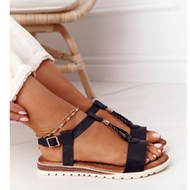 PE1 Sandálias rasteiras femininas Willow Black preto 1