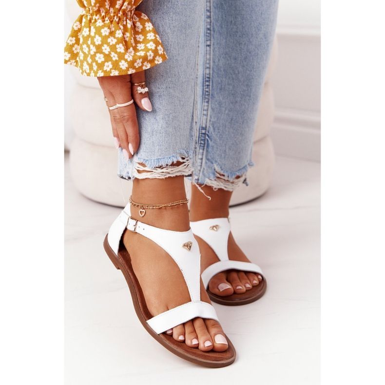 Sandálias de couro feminino Nicole 2648 branca branco 2