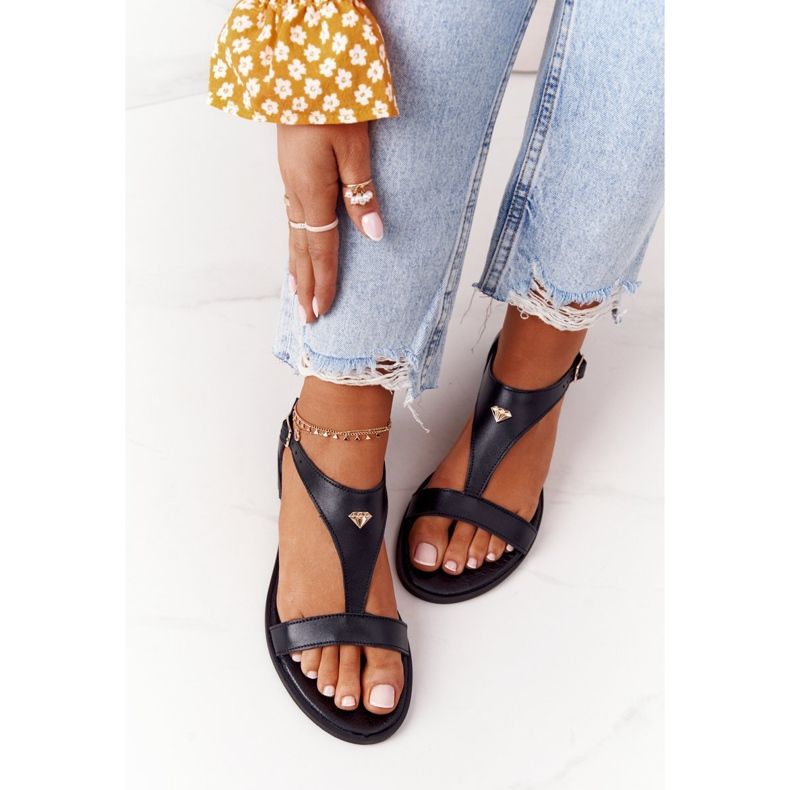 Sandálias de couro feminino Nicole 2648 pretas preto 1