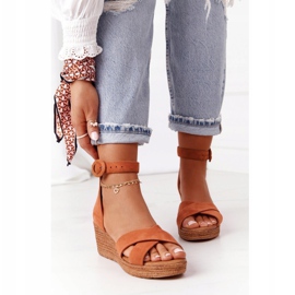 Sandálias de cunha de camurça Maciejka 04565-29 Vermelho marrom 2