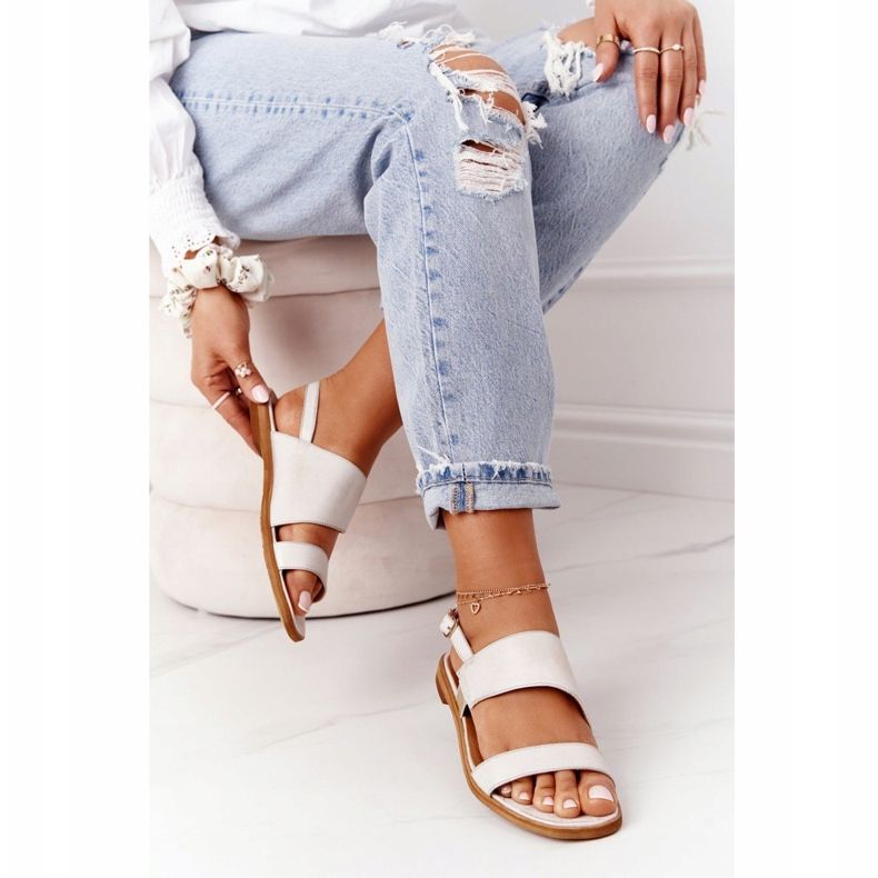 Maciejka 05167-25 Sandálias de couro dourado 2