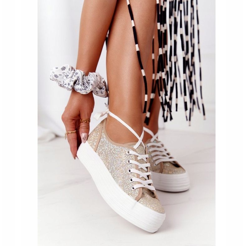 S.Barski Tênis brilhantes na plataforma Golden Luna dourado 1