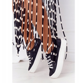 S.Barski Tênis brilhantes na plataforma Black Luna preto 2