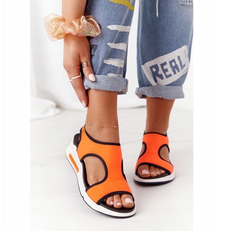 S.Barski Sandálias deslizantes laranja Zoey preto 1