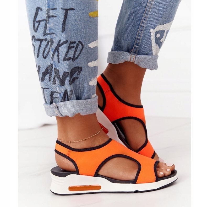 S.Barski Sandálias deslizantes laranja Zoey preto 2