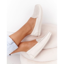 S.Barski Mocassins de couro feminino S. Barski 97630 Ecru 1