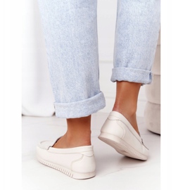 S.Barski Mocassins de couro feminino S. Barski 97630 Ecru 2