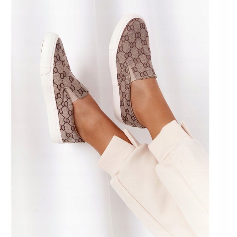 Desafio de tênis feminino deslizando cáqui marrom 1