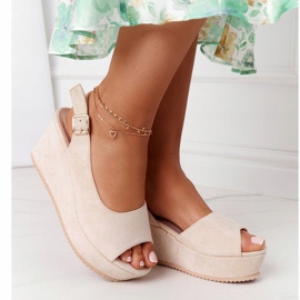 Sandálias de cunha de camurça bege, hora da festa 1