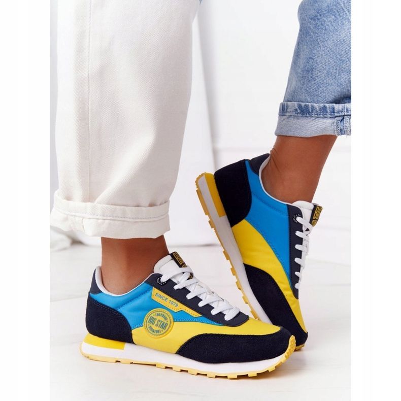 Sapatos esportivos femininos com espuma viscoelástica Big Star HH274525 amarelo-azul 2