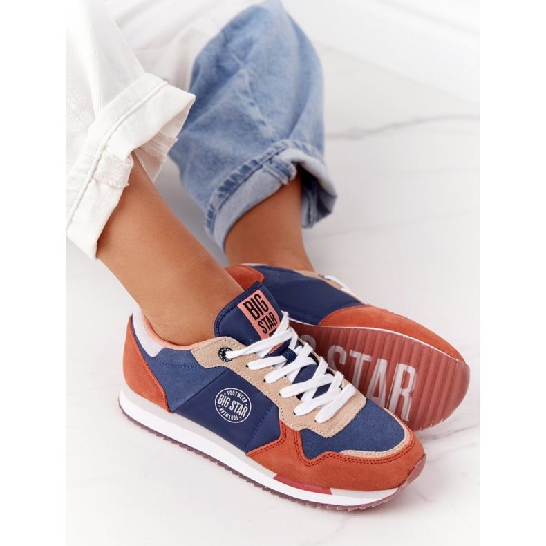 Sapatos esportivos femininos com espuma viscoelástica Big Star HH274567 azul-laranja 2
