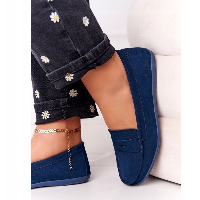 Mocassins de camurça feminino Big Star HH274663 Azul marinho azul-marinho 2