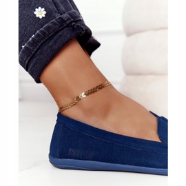 Mocassins de camurça feminino Big Star HH274663 Azul marinho 1