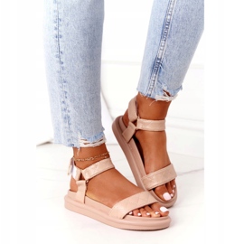 SEA Sandálias com plataforma com acolchoado bege CK197P virado 3