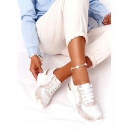 Tênis de couro cunha S.Barski 82105 branco-ouro bege dourado 5