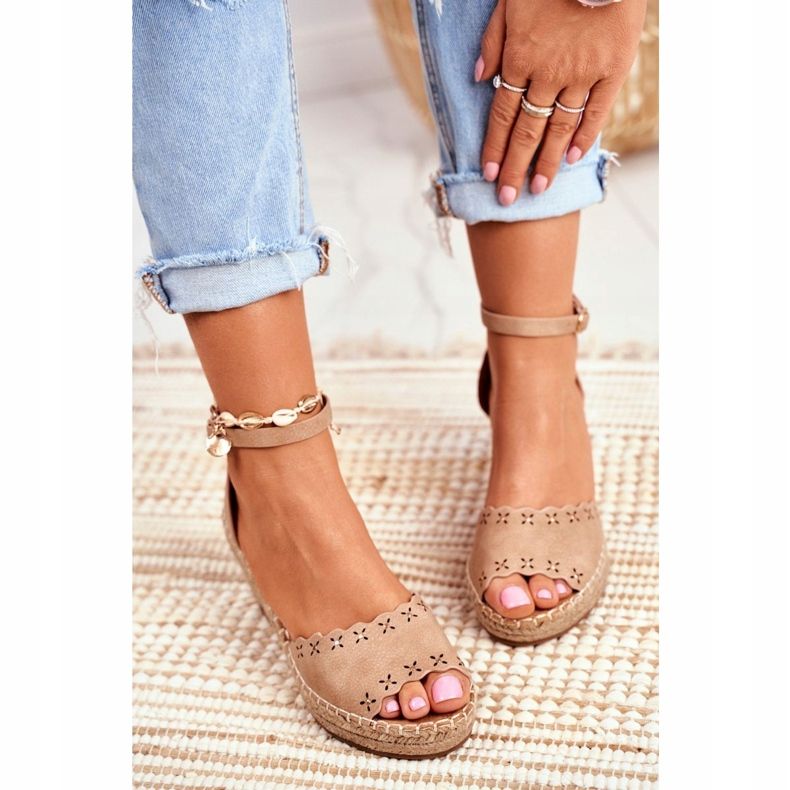 EVE Sandálias femininas em cunha Alpercatas Bege 9SD98- 0953 Sagitário 3