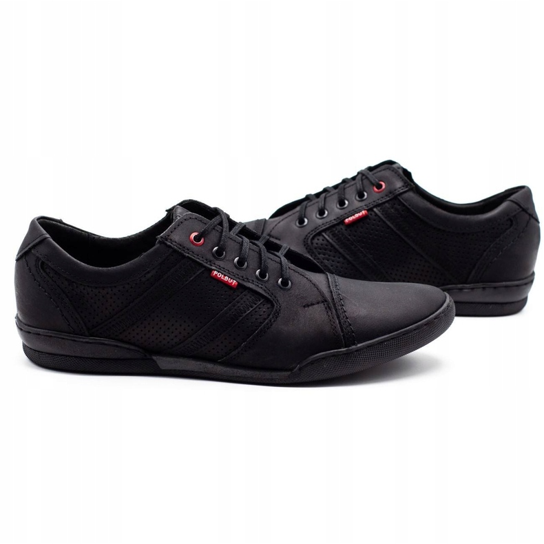 Polbut Sapatos casuais masculinos R3 Perfuração Preta preto 1