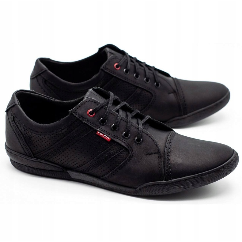 Polbut Sapatos casuais masculinos R3 Perfuração Preta preto 3