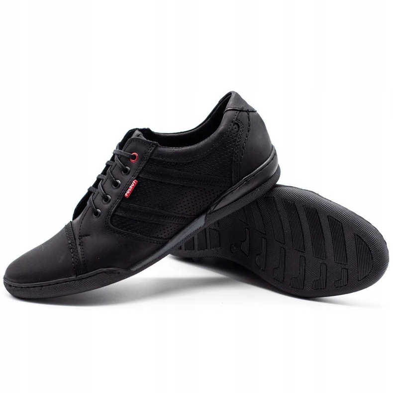 Polbut Sapatos casuais masculinos R3 Perfuração Preta preto 4
