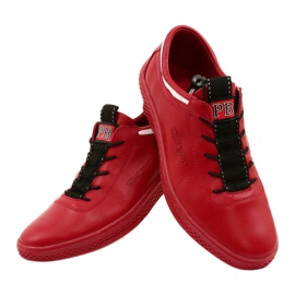 Polbut Sapatos casuais de couro masculino K23 vermelho 4