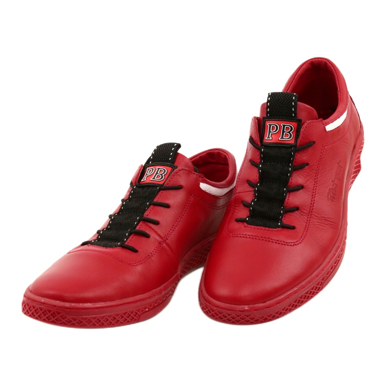 Polbut Sapatos casuais de couro masculino K23 vermelho 2