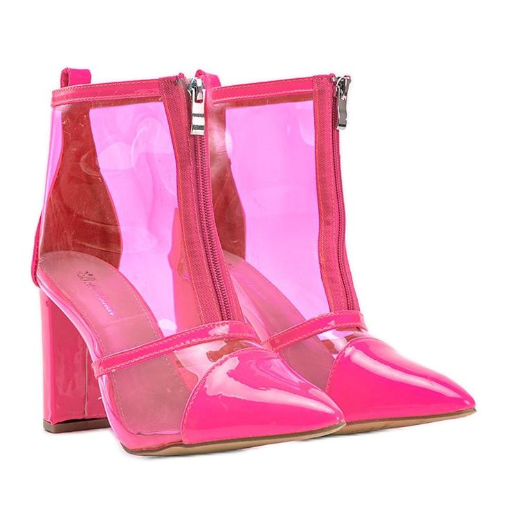 Botas no poste com cano Kiki transparente rosa 1