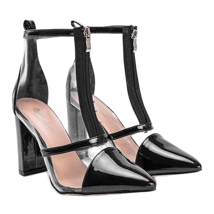 Botas no poste com cano Kiki transparente preto 1