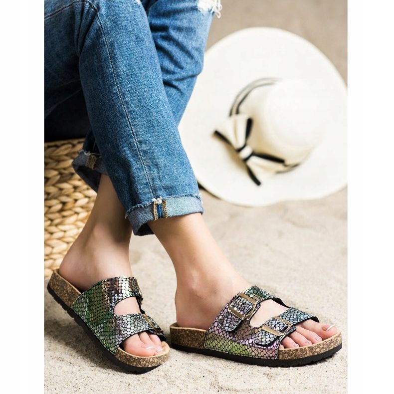 SHELOVET Chinelos com efeito holo preto 2