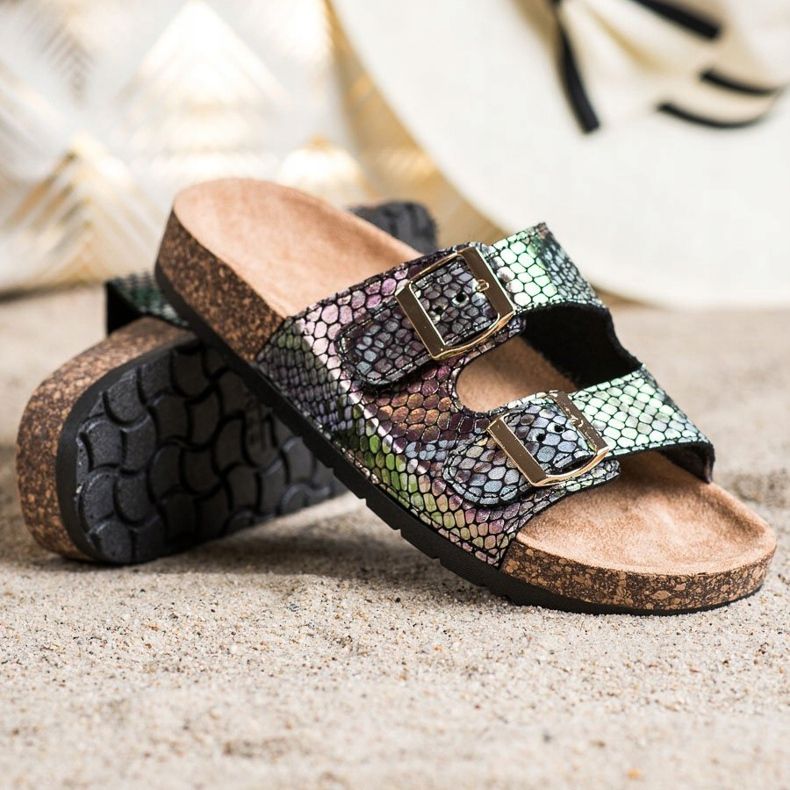 SHELOVET Chinelos com efeito holo preto 1