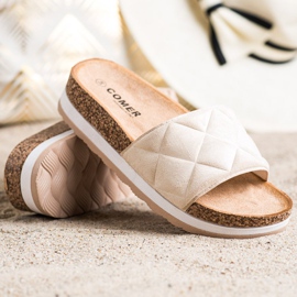 Comer Chinelos confortáveis ​​na plataforma bege 1