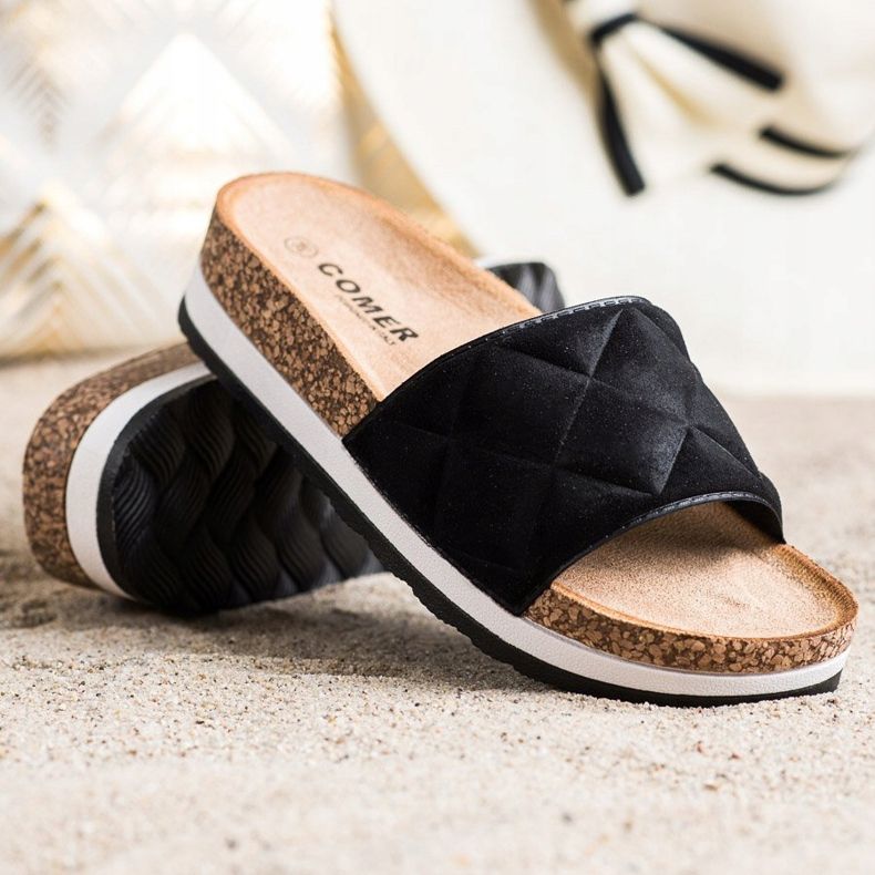 Comer Chinelos confortáveis ​​na plataforma preto 1