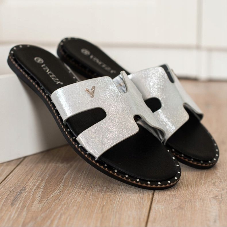 Chinelos cintilantes VINCEZA prata 1