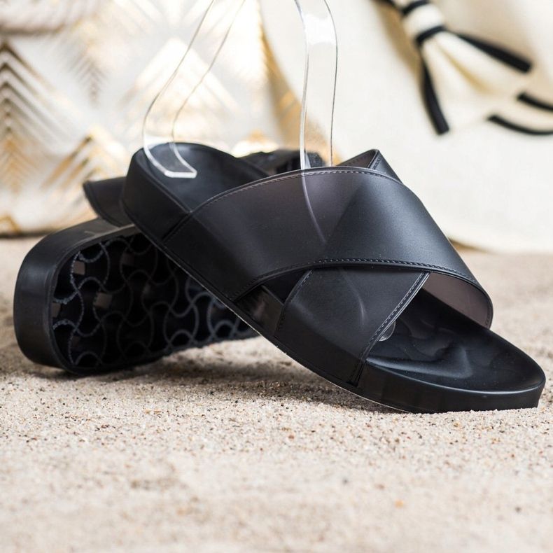 SHELOVET Chinelos de borracha elegantes preto 1