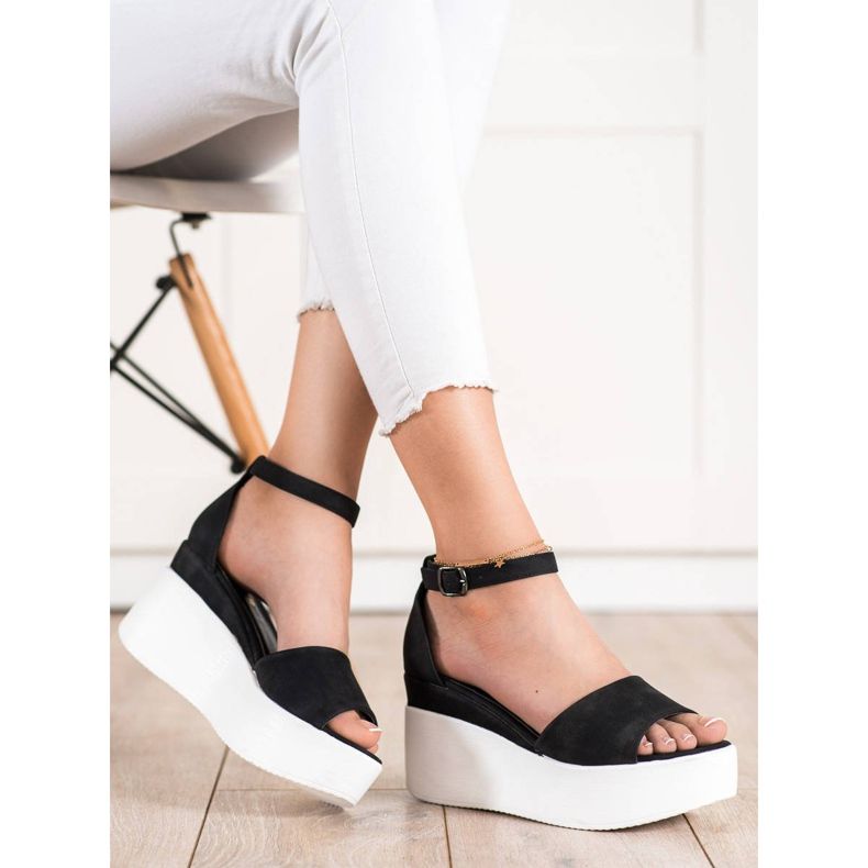 Comer Sandálias leves na plataforma preto 1